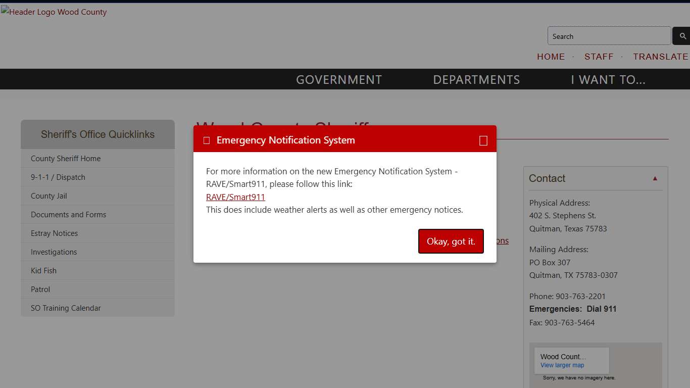 Sheriff | Wood County, Texas